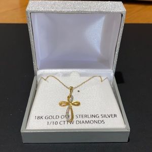 Gold and diamond cross necklace